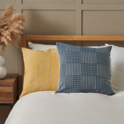 Cross Check Jacquard Cushion, Yellow - thumbnail 6