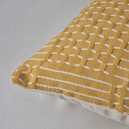 Cross Check Jacquard Cushion, Yellow - thumbnail 4