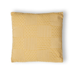 Cross Check Jacquard Cushion, Yellow - thumbnail 3