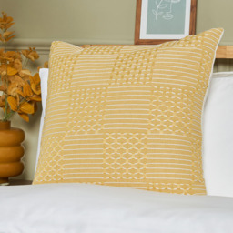 Cross Check Jacquard Cushion, Yellow - thumbnail 4