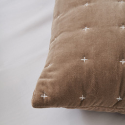 Cross Stitch Quilted Cushion, Taupe - thumbnail 4