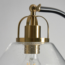 Saskia Bubble Glass Arc Floor Lamp, Satin Brass - thumbnail 6