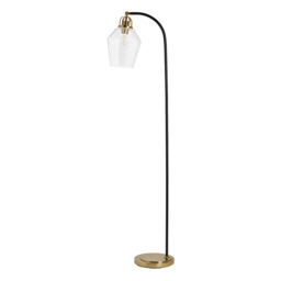 Saskia Bubble Glass Arc Floor Lamp, Satin Brass - thumbnail 8