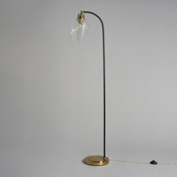 Saskia Bubble Glass Arc Floor Lamp, Satin Brass - thumbnail 5