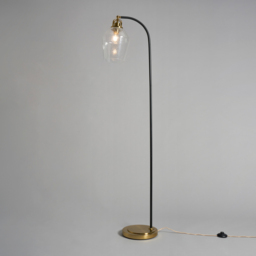Saskia Bubble Glass Arc Floor Lamp, Satin Brass - thumbnail 4