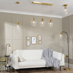 Saskia Bubble Glass Arc Floor Lamp, Satin Brass - thumbnail 8