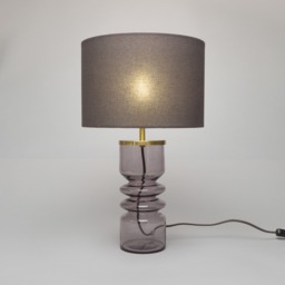 Willow Ribbed Glass Table Lamp, Smoke - thumbnail 4