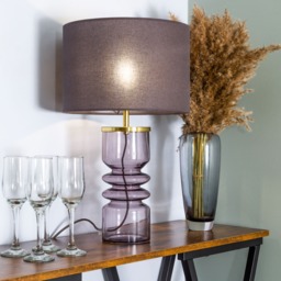 Willow Ribbed Glass Table Lamp, Smoke - thumbnail 7