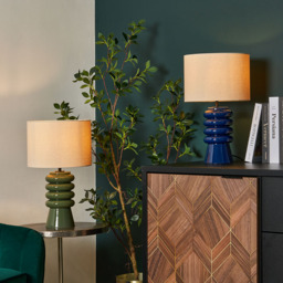 Rahya Ribbed Glass Table Lamp, Green - thumbnail 7