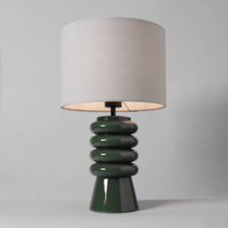 Rahya Ribbed Glass Table Lamp, Green - thumbnail 4