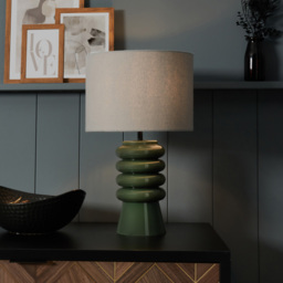 Rahya Ribbed Glass Table Lamp, Green - thumbnail 3
