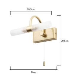 Cygna Bathroom Wall Light, Satin Brass - thumbnail 7