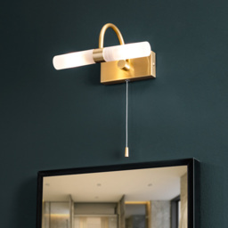 Cygna Bathroom Wall Light, Satin Brass - thumbnail 3