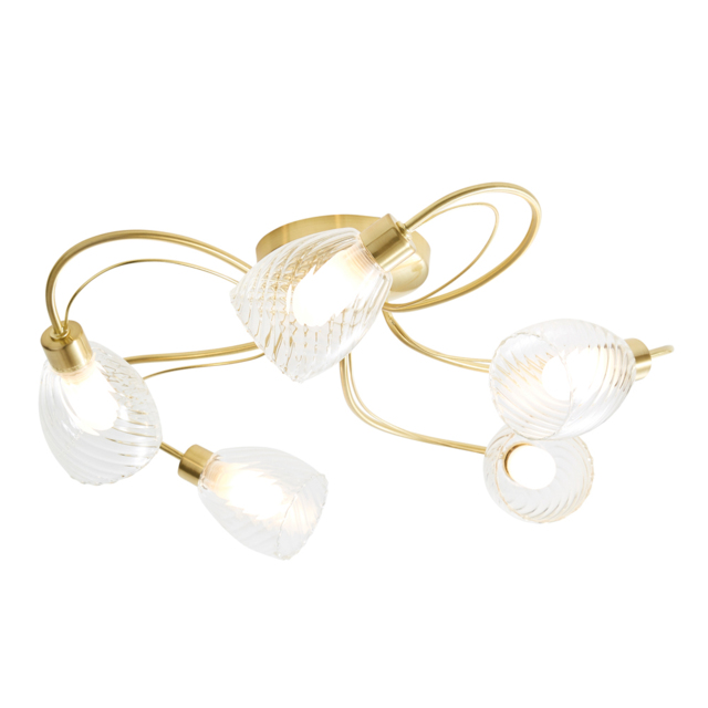 Arya Tangle Flush Bathroom Ceiling Light, Satin Brass - image 1