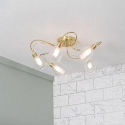 Arya Tangle Flush Bathroom Ceiling Light, Satin Brass - thumbnail 3