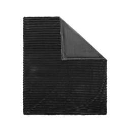 Jumbo Cord Throw with Plain Velvet Backing, Black - thumbnail 3