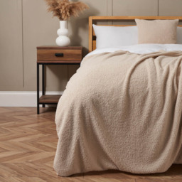 Really Soft Teddy Bear Fleece Throw, Natural - thumbnail 1