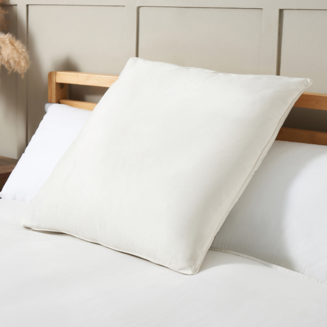 Large Velour Piped Cushion, Ecru - image 1