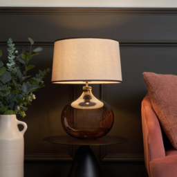 Petrice Large Smoked Brown Glass Table Lamp - thumbnail 4