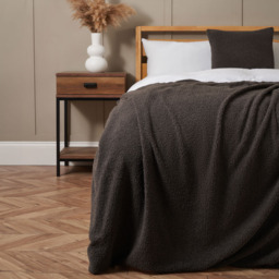 Really Soft Teddy Bear Fleece Throw, Grey - thumbnail 1