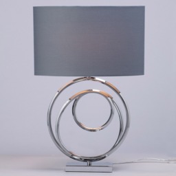 Saturn Swirl Base Table Lamp with Grey Shade, Chrome - thumbnail 4