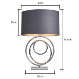 Saturn Swirl Base Table Lamp with Grey Shade, Chrome - thumbnail 9