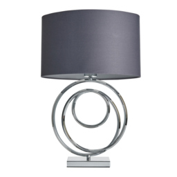 Saturn Swirl Base Table Lamp with Grey Shade, Chrome - thumbnail 8