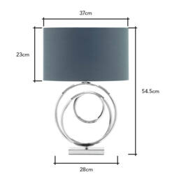Saturn Swirl Base Table Lamp with Grey Shade, Chrome - thumbnail 7