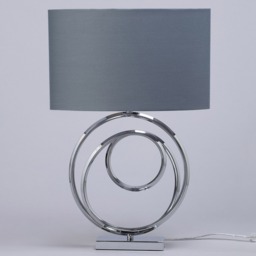 Saturn Swirl Base Table Lamp with Grey Shade, Chrome - thumbnail 5