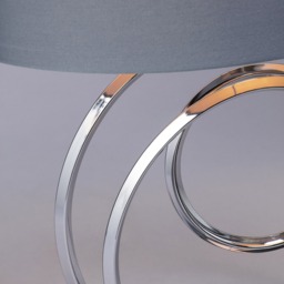 Saturn Swirl Base Table Lamp with Grey Shade, Chrome - thumbnail 6