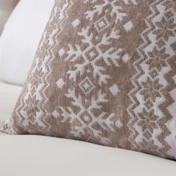 Christmas Fairisle Winter Snow Flake Cushion, Natural - thumbnail 4