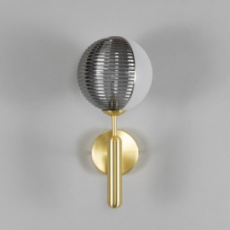 Emile Wall Light with Smoked and Opal Glass Shades, Satin Brass - thumbnail 5