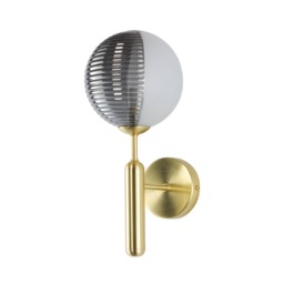 Emile Wall Light with Smoked and Opal Glass Shades, Satin Brass - thumbnail 1