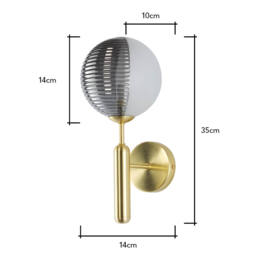 Emile Wall Light with Smoked and Opal Glass Shades, Satin Brass - thumbnail 7