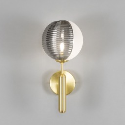 Emile Wall Light with Smoked and Opal Glass Shades, Satin Brass - thumbnail 4