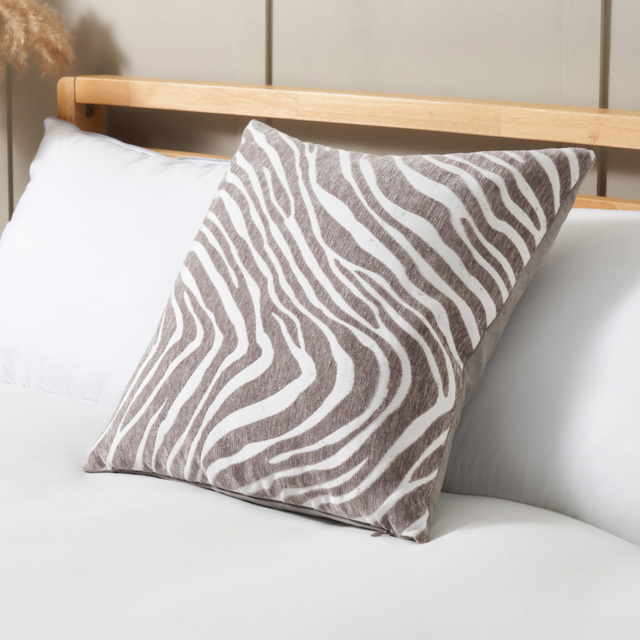 Zebra Print Cushion, Natural - image 1