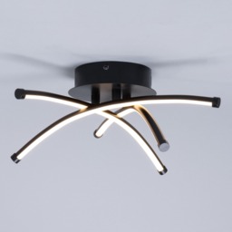 Aalto Cross Arms LED Flush Ceiling Light, Satin Black - thumbnail 4