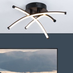 Aalto Cross Arms LED Flush Ceiling Light, Satin Black - thumbnail 3