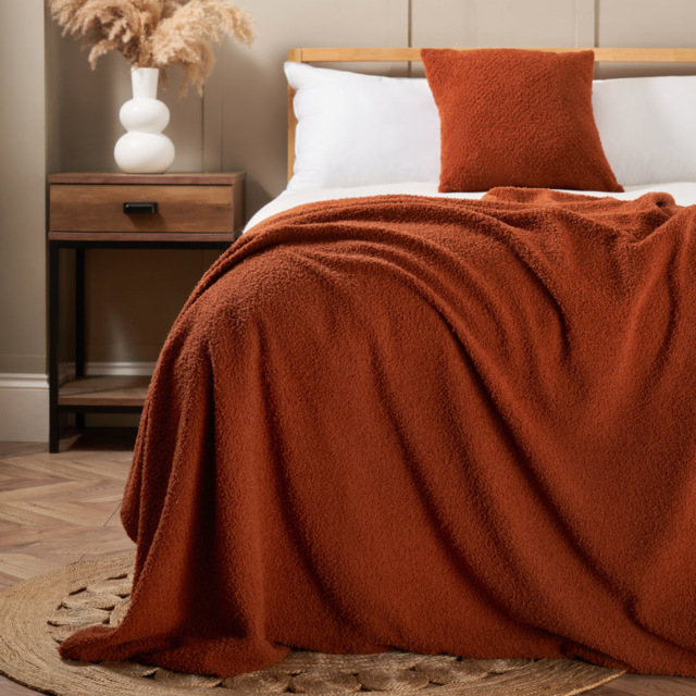 Really Soft Teddy Bear Fleece Throw, Burnt Orange - image 1