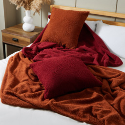Really Soft Teddy Bear Fleece Throw, Burnt Orange - thumbnail 5