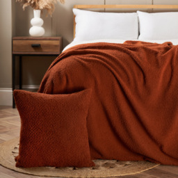Really Soft Teddy Bear Fleece Throw, Burnt Orange - thumbnail 6