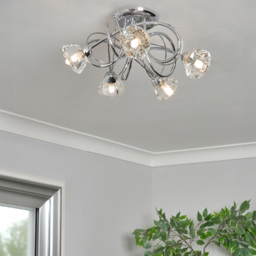 Marianne Large Flush Ceiling Light, Chrome - thumbnail 3