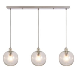Alfie Bobble Glass 3 Light Pendant Bar, Clear