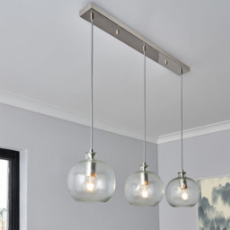 Alfie Bobble Glass 3 Light Pendant Bar, Clear - thumbnail 3
