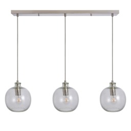 Alfie Bobble Glass 3 Light Pendant Bar, Clear - thumbnail 7