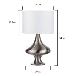 Caen Spun Table Lamp with White Shade, Satin Nickel - thumbnail 8
