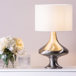 Caen Spun Table Lamp with White Shade, Satin Nickel - thumbnail 7