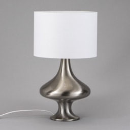 Caen Spun Table Lamp with White Shade, Satin Nickel - thumbnail 5