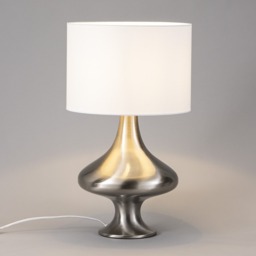 Caen Spun Table Lamp with White Shade, Satin Nickel - thumbnail 4