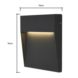 Zak Outdoor LED 16cm Square Wall Light, Anthracite - thumbnail 7